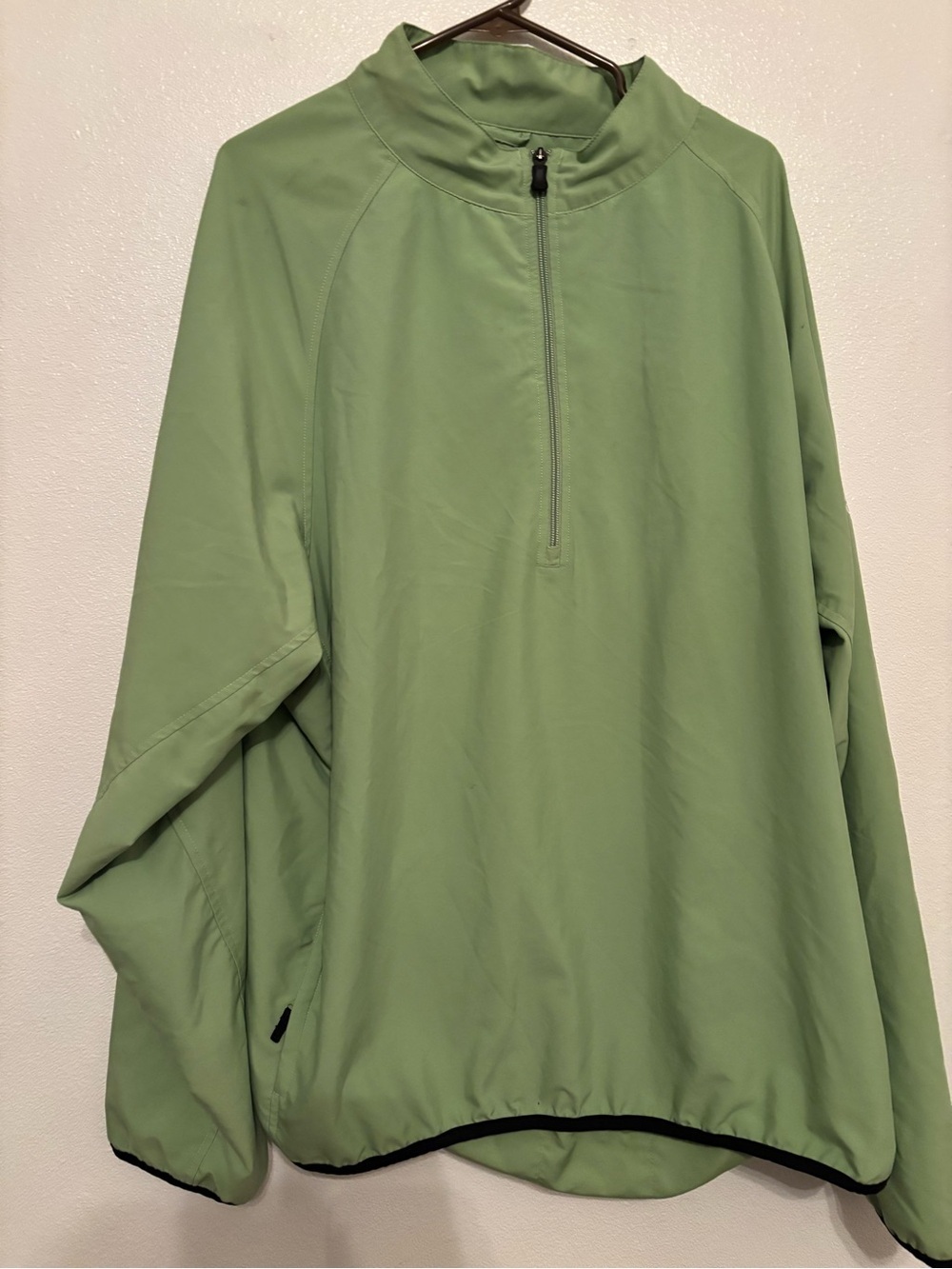 adidas vintage Sage Green Quarter-Zip Jacket windbreaker 2XL